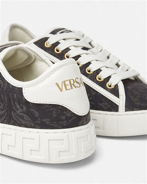 versace black logo sneakers|barocco high top greca sneakers.